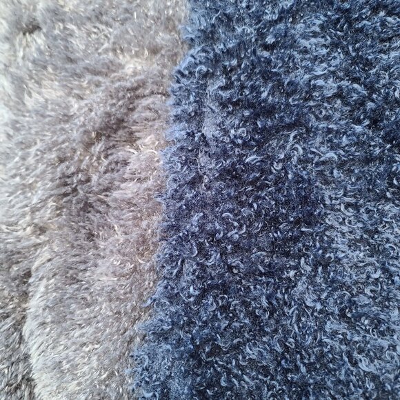 Anthropologie Faux Fur Scarf Blue Gray Colorblock Cozy Soft Boho 62" x 8" NWOT - Picture 3 of 6
